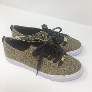 GUESS G Print Brown Khaki Laceup Sneakers Sz 10